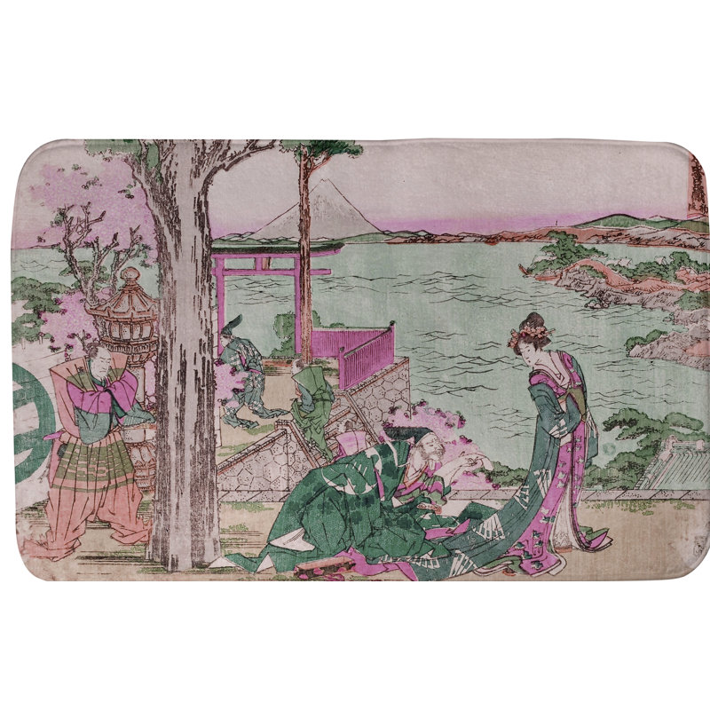 Tapis pour salle de bain Hague, L 23 po x L 36 po, Rose/vert