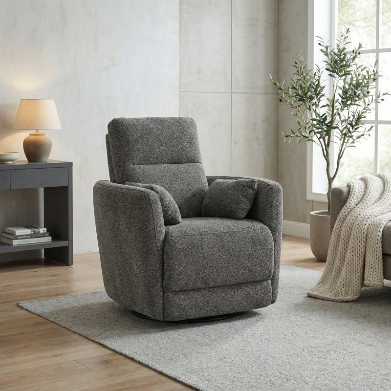 Fauteuil inclinable et oscillant Milan Onyx avec repose-pieds manuel et coussins latéraux moelleux, Tissu noir