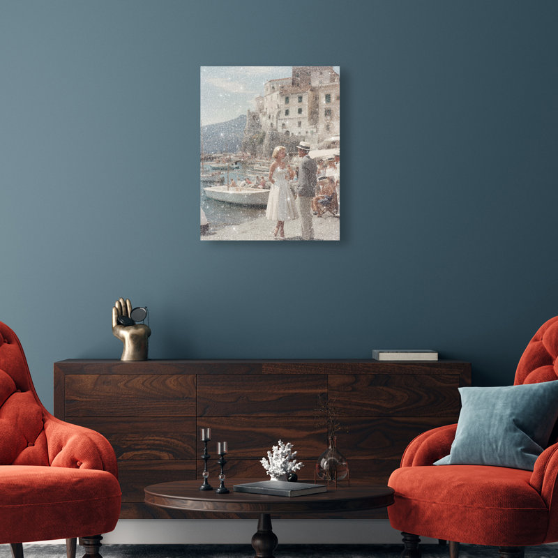 Impression sur toile « Italian Summer Love » (Villes et pays) avec effet scintillant de poussière de diamant par Oliver Gal
