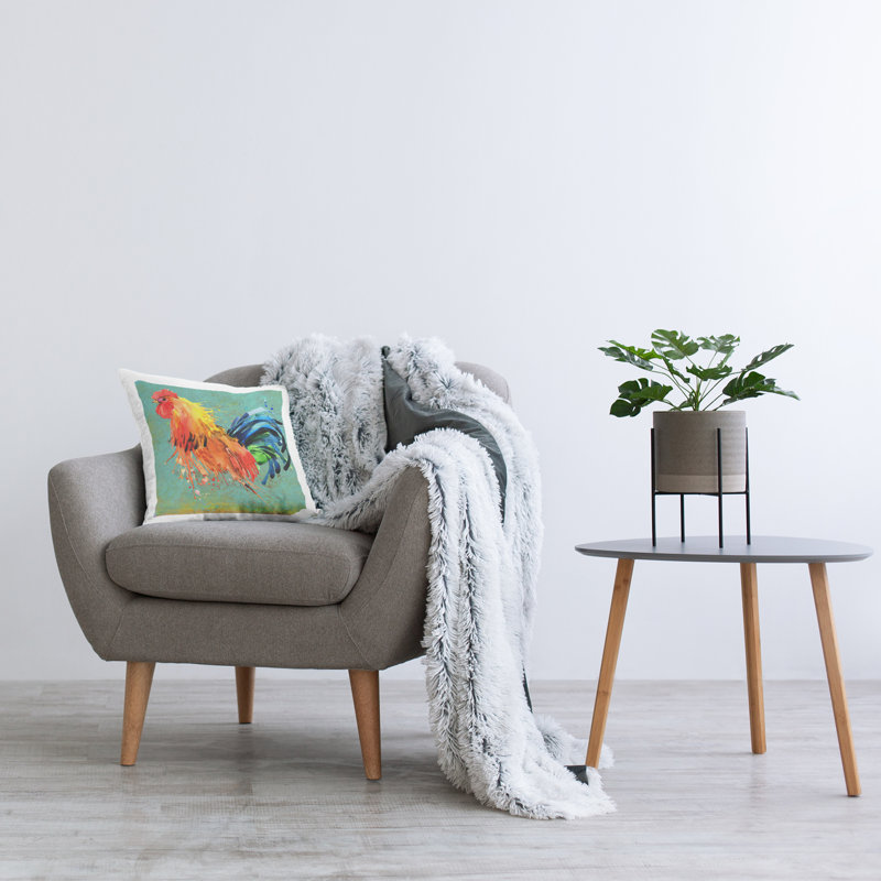 Coussin moderne à imprimé abstrait de coq moderne par Karen Smith