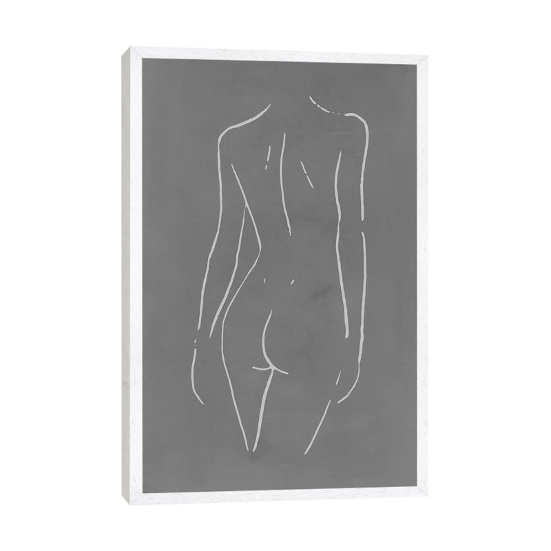 Female Body Sketch - Print on Canvas, 101.6 cm H x 66.04 cm W, White Framed