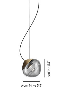 Pure 1 - Light LED Pendant, Crystal Transparent, Matte Bronze, 2700 Kelvins