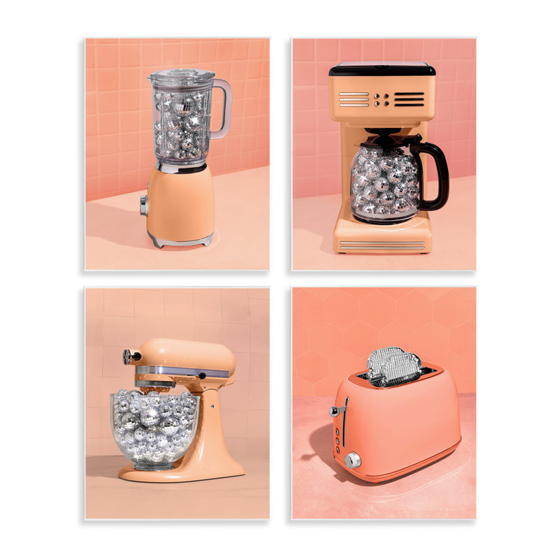 Plaque murale Disco Drink Blender sur orange, design par Lish Creative