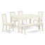 Ensemble de salle à manger 6 pièces comprenant une table de cuisine rectangulaire avec rallonge papillon, 4 chaises et une banquette, 107 x 152 cm, blanc lin