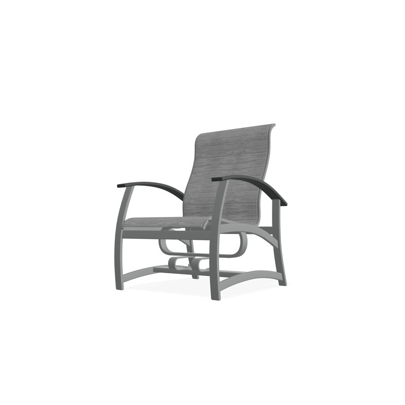Belle Isle Sling Aluminum Frame Hidden Motion Chat/Lounge Chair With Marine Grade Polymer Arm Accent, Graphite