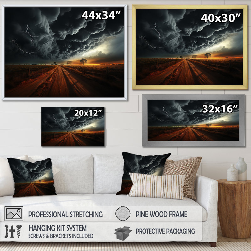 Dark Drama Bold Storm III - Landscapes Canvas Wall Art, Toile tendue, H 30 po x l 40 po x P 1,5 po