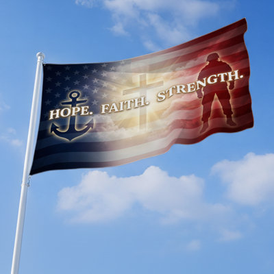 Espoir. Faith. Résistance. Drapeau extérieur (2 pi x 3 pi) par - Polyester durable et résistant à la décoloration, bords nets et œillets en laiton - Drapeau imprimé War & Faith - fabriqué aux États-Unis