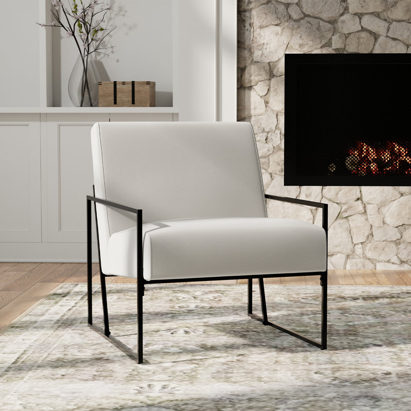 Fauteuil d'appoint en métal Ricci, Polyester crème