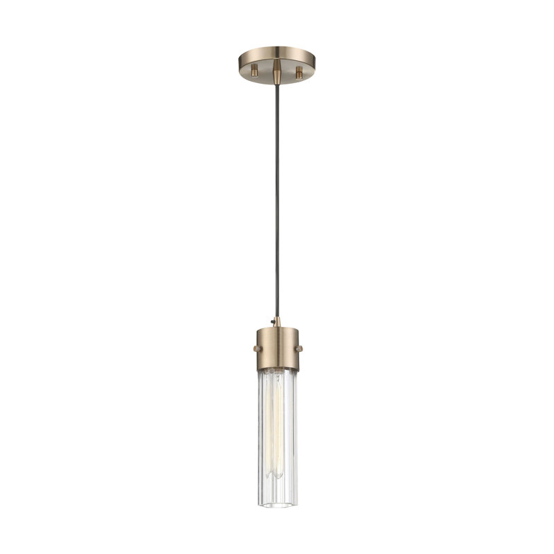 Luminaire suspendu cylindrique à 1 lumière Lonoke, Transparent