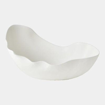 Bol décoratif en corne Heimdall blanc mat H 11 po x l 16 po x P 22 po