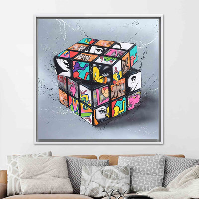 Rubik's Cube Graffiti Art: reproduction d'art sur toile avec impact visuel audacieux, 1P