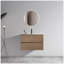 Meuble-lavabo flottant mural 30 po brun noyer avec lavabo en céramique (1 trou de robinet), grand rangement, pré-assemblé