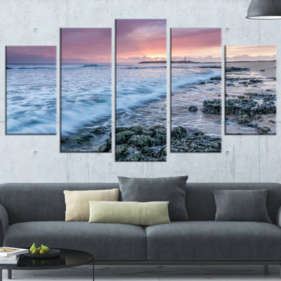 « coucher de soleil sur cape trafalgar beach », ensemble de 5 toiles tendues
