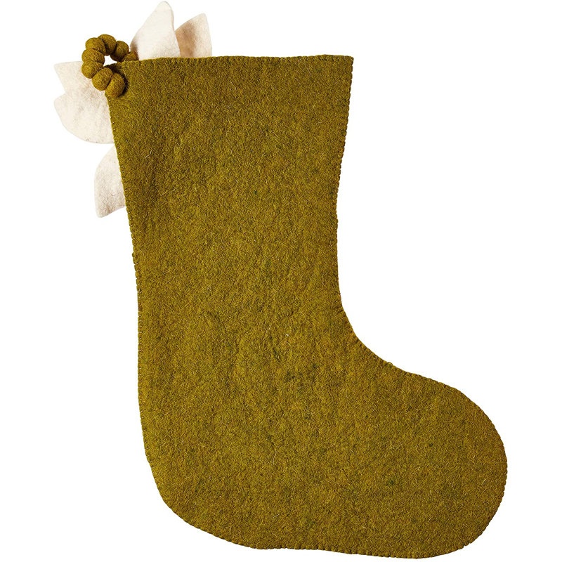 Poinsettia Christmas Stocking, Green
