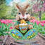 « pâques », lapin de jardin en bois