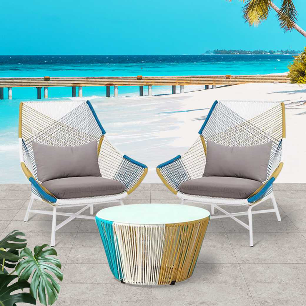 Corrigan Studio® Outdoor Furniture Beach Chair Balcony Living Room Outdoor  Leisure Rattan Chair Rattan Woven Backrest Chair Outdoor Table And Chair  Combination | Wayfair