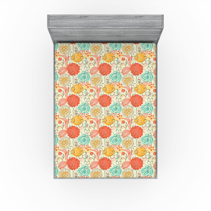Ensemble de 2 draps-housses Ambesonne, Multicolore / floral 10, Drap-housse très grand californien