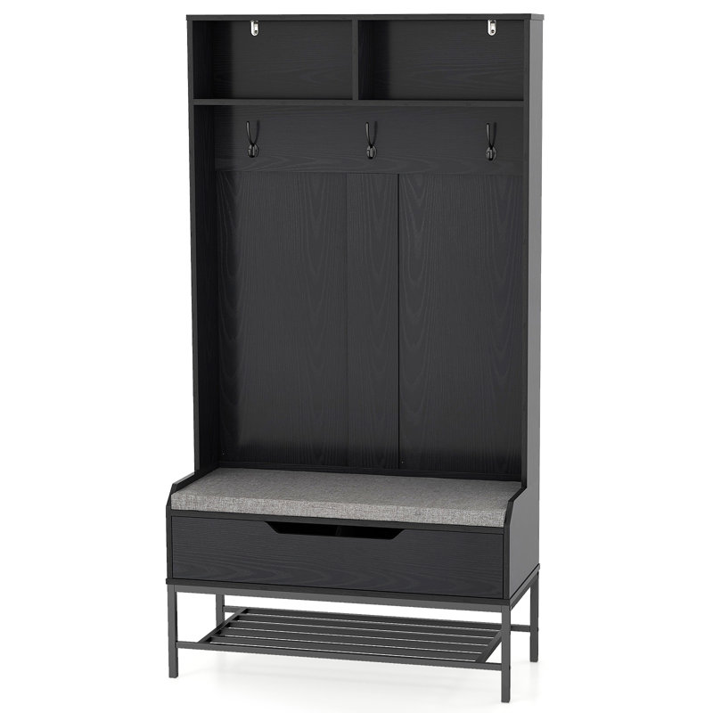 Fabric Freestanding 3 - Hook Coat Rack, Noir