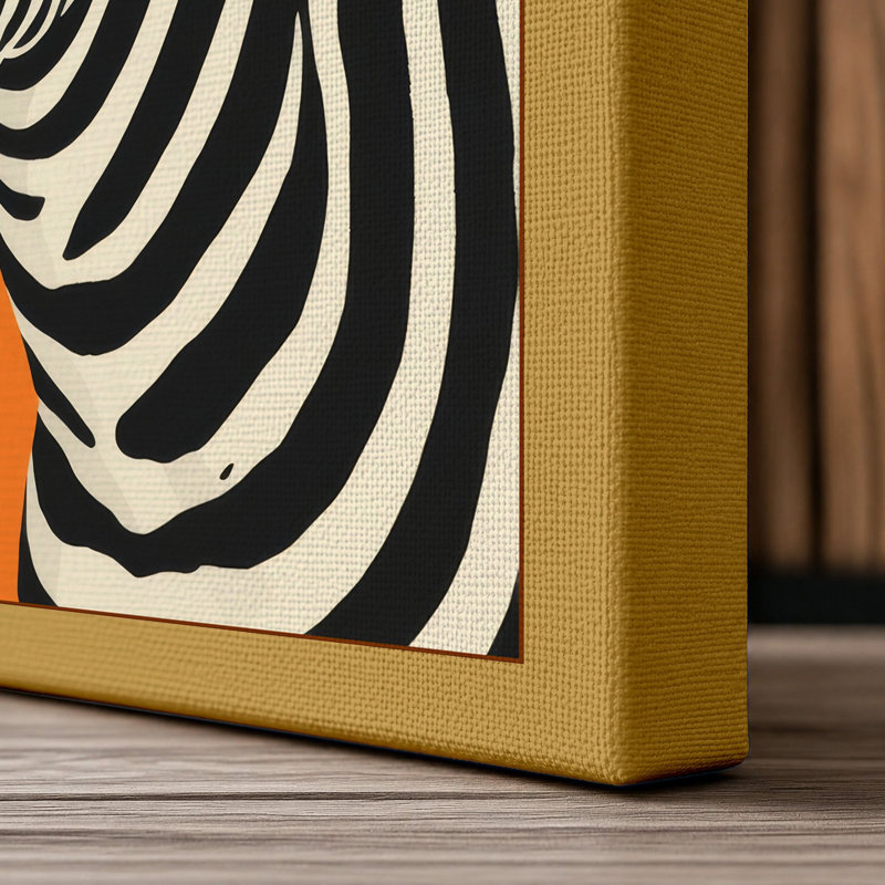 Zebra in Profile Graphic - Wrapped Canvas, 36x24 - 91.4 x 61.0 cm, Ochre Border