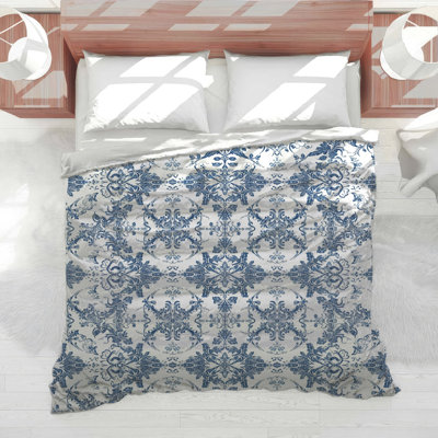 Intricate Blue Damask Comforter