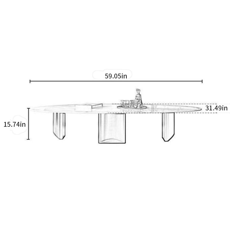 Microcrystalline stone light luxury coffee table, 15.74" H x 59.05" L x 31.49" W 