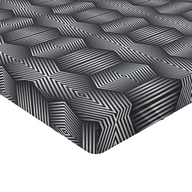 Drap-housse Ambesonne, Drap-housse très grand californien, Gris anthracite, gris, blanc / chevron
