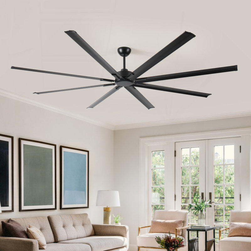 Ventilateur de plafond industriel à courant continu de 96 pouces, grand ventilateur de plafond avec 8 pales réversibles, télécommande à 5 vitesses, ventilateurs de plafond pour la maison ou le garage