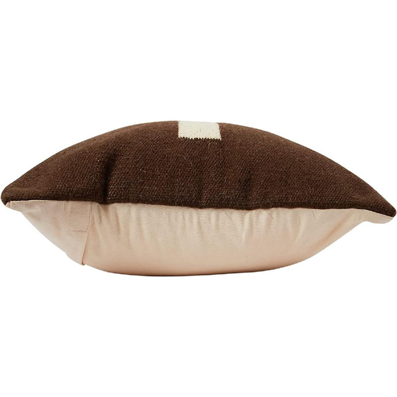 Swiss Cross Cotton Wool Throw Pillow, Brown/Cream