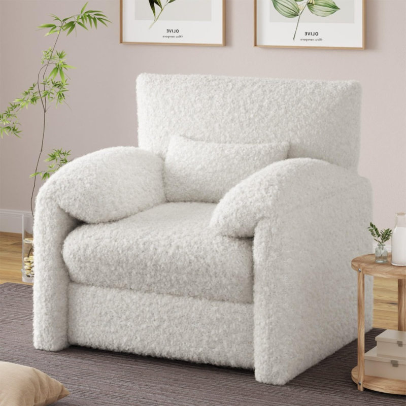 Upholstered Armchair, White