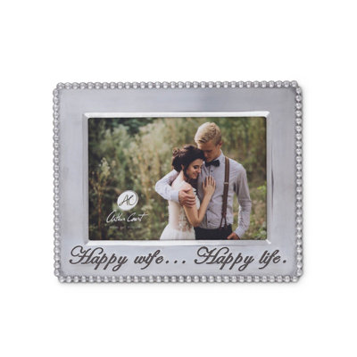 Gray Metal Beaded Picture Frame