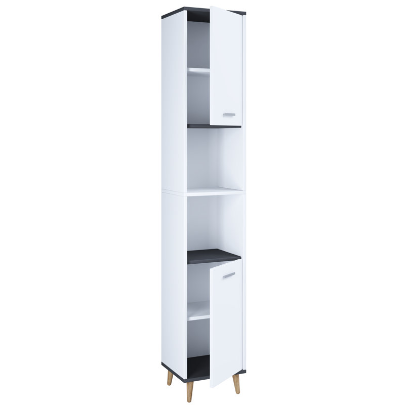 Shelie Freestanding Bathroom Cabinet, White / Black