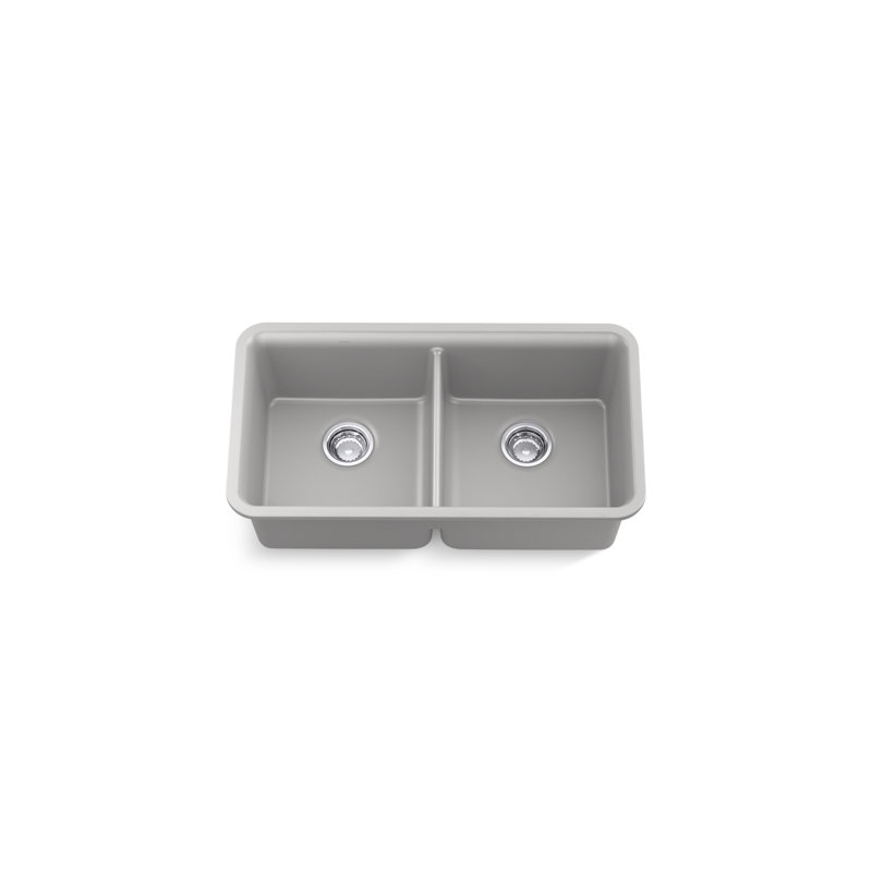 Gunnison 33.5'' L Double Basin Kitchen Sink, Gray