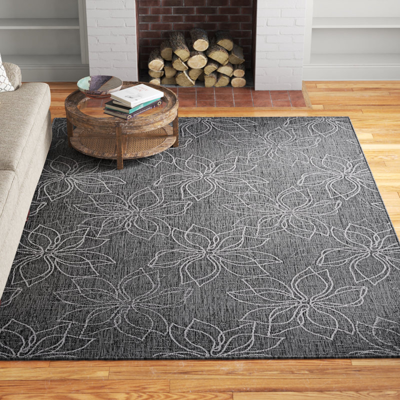 Tapis intérieur / extérieur gris cendré Arjen, Rectangle 7 pi 10 po x 10 pi 9 po