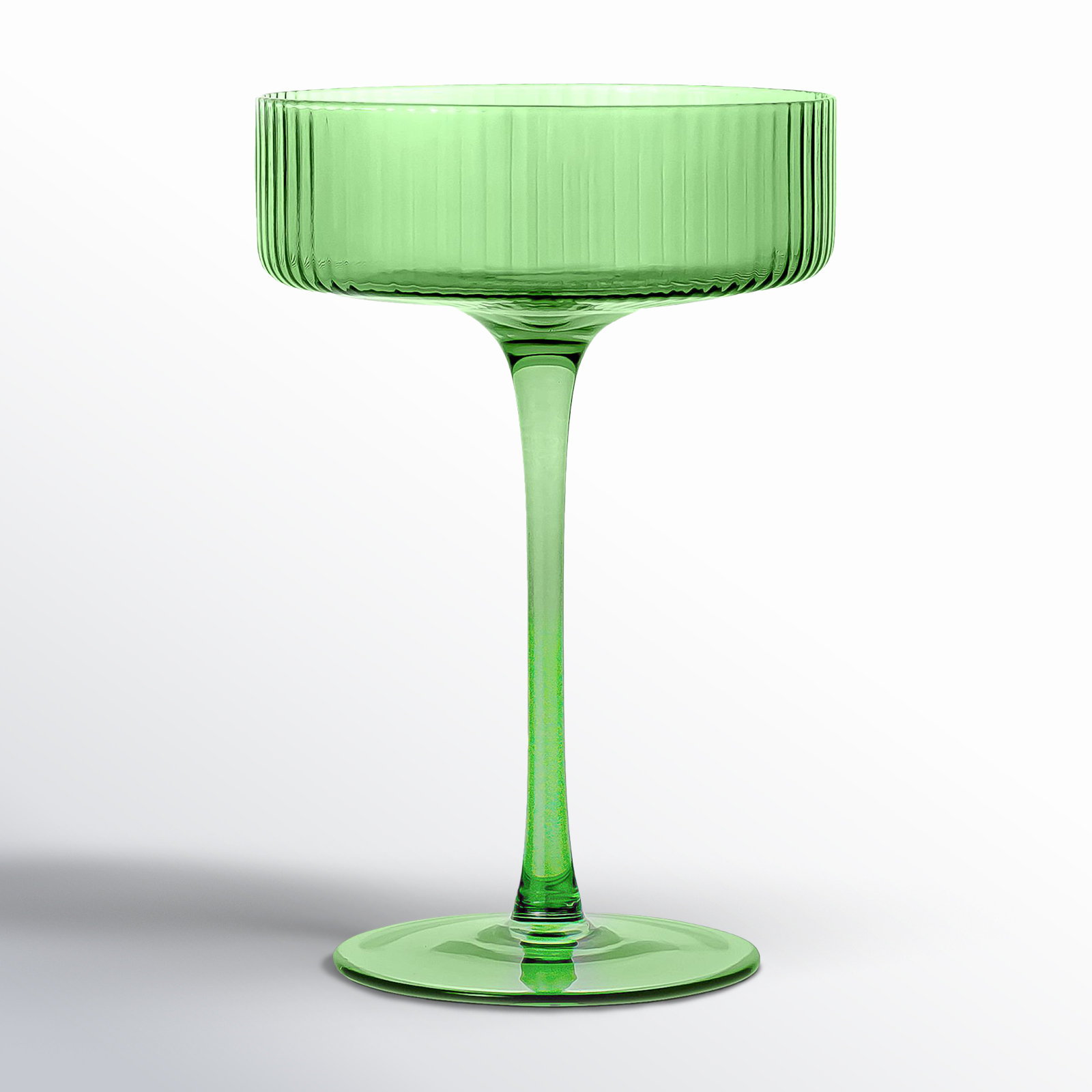 Harmon Ribbed Crystal Coupe, Green
