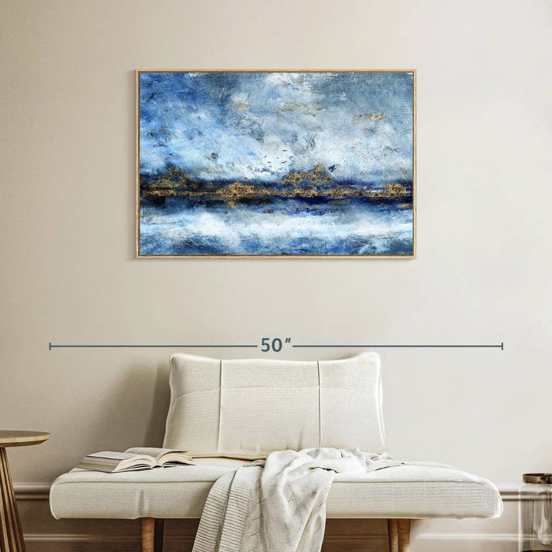 Paysage Clota, Cadre flottant en bois naturel, 37 po x 25 po