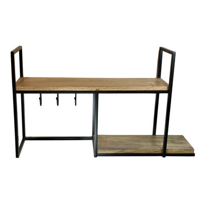 Raleigh 2 Piece Mango Solid Wood Accent Shelf with Towel Bar