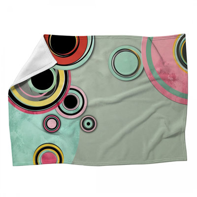 Jeté polaire Retro Circles - Jetés abstraits pour canapés ou lits