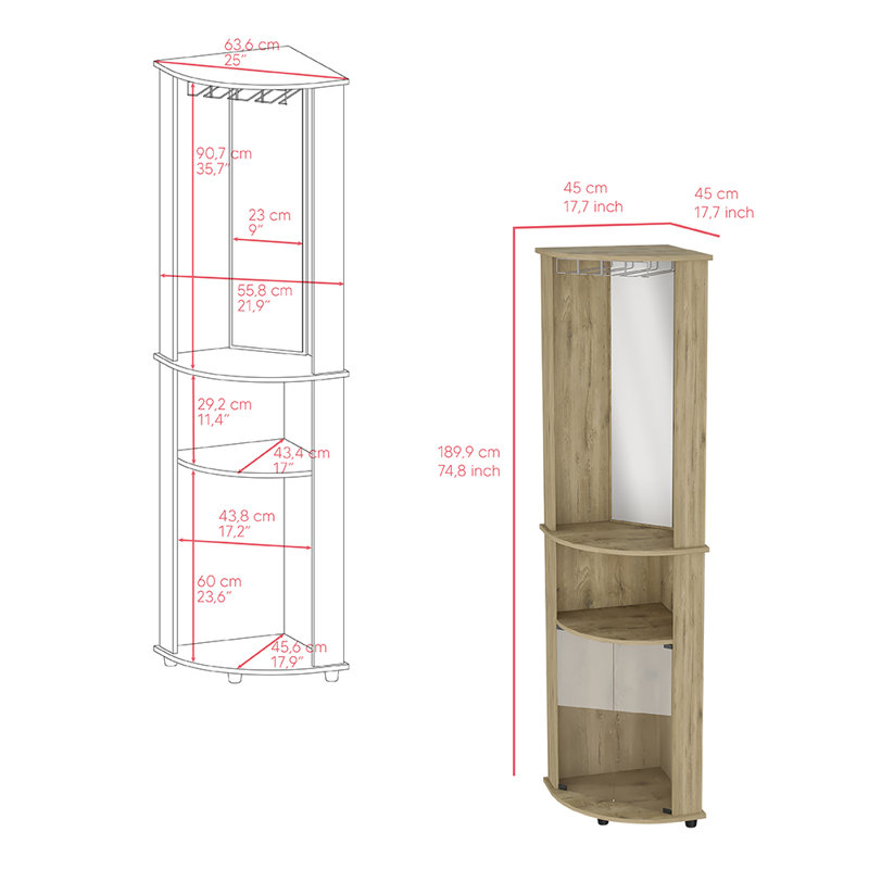 Corner Bar Cabinet, Rialto, Macadamia, Width X 17