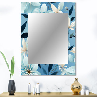 Motif floral Bealer Blue Coastal Harmony - miroir décoratif floral, miroir mural floral, impression d'art en métal