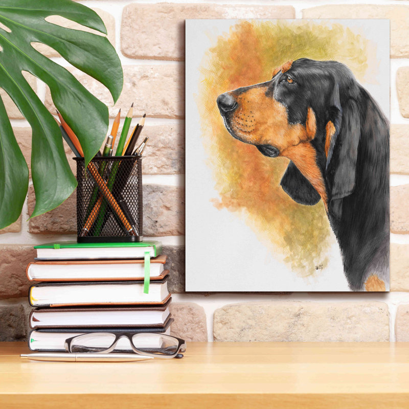 «Black and Tan CoonHound» par Barbara Keith, art mural sur toile