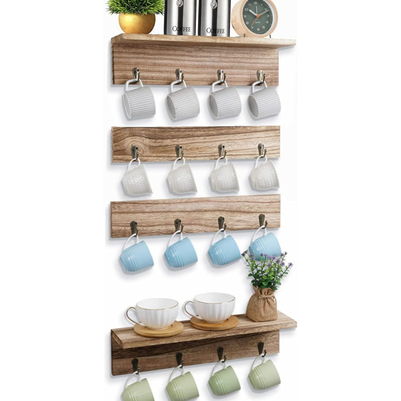 Dilkes Organizer Hooks, Rustic Wood