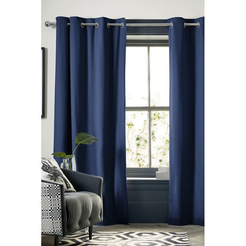 Buckins Blackout Curtain Single Panel, Blue, Width 140 x Drop 280 cm