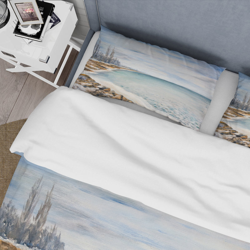 La mer est recouverte de glace - ensemble de housse de couette nautique et côtier - polyester en microfibre