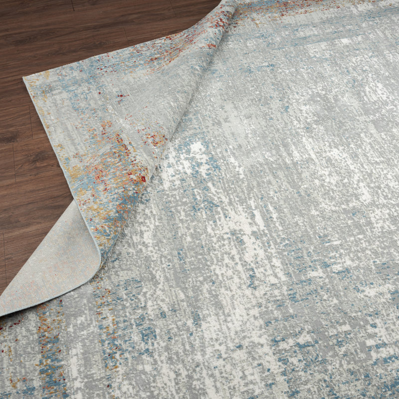 D Abstract Area Rug in Gray, Rectangle 8'6" x 11'6"