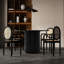 Table de salle à manger attrayante en placage de chêne noir, 47,2 po x 47,2 po x 29,5 po, base fabriquée à la main pour les loisirs de restaurant et la maison en placage