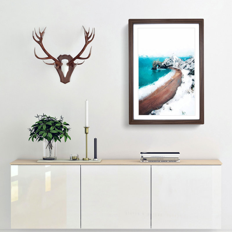 Durdle Door Cliffs in Wareham Abstract Art - Picture Frame Graphic Art Print, 36cm H x 27cm W x 2cm D, Walnut Framed