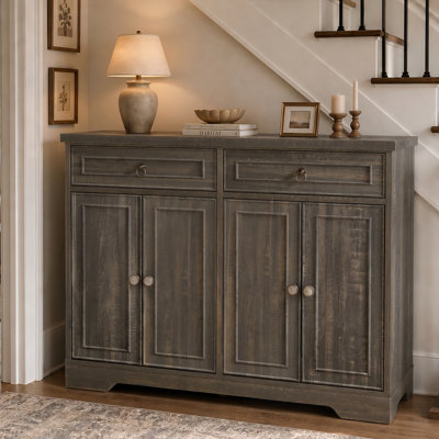 Buffet de 43,3 po avec buffet de table épaissi en bois avec tablette réglable pour armoire d'appoint