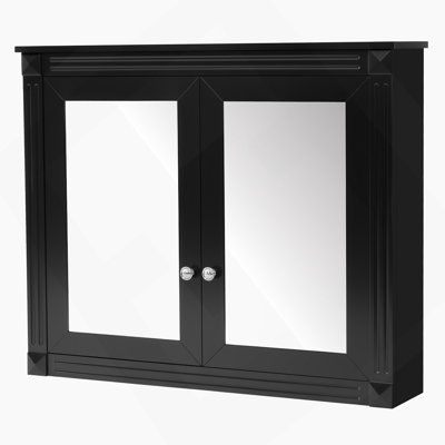 Armoire de rangement murale pour salle de bain, armoire de toilette avec miroir et 2 tablettes réglables