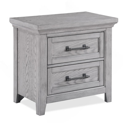 1pc Two Drawers Nightstand Wooden Bedroom Furniture Metal Pull Furniture