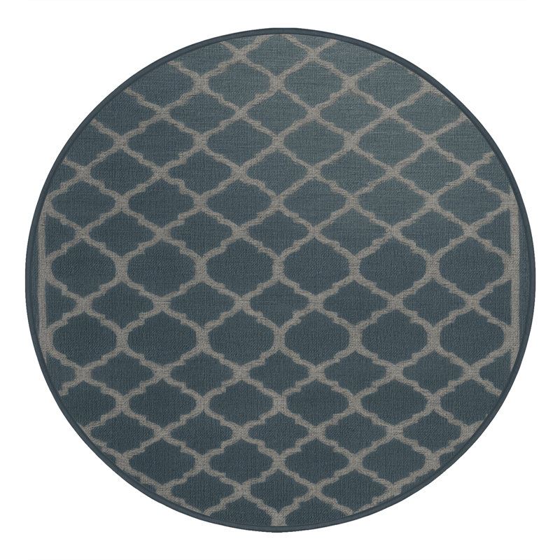 Tapis noir en treillis lavable à la machine, Rond 5 pi